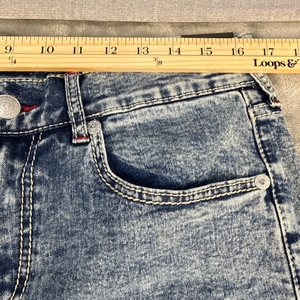 True Religion Jeans Mens 33 Ricky Big T NF Blue Acid Wash Straight NEW - Picture 4 of 11